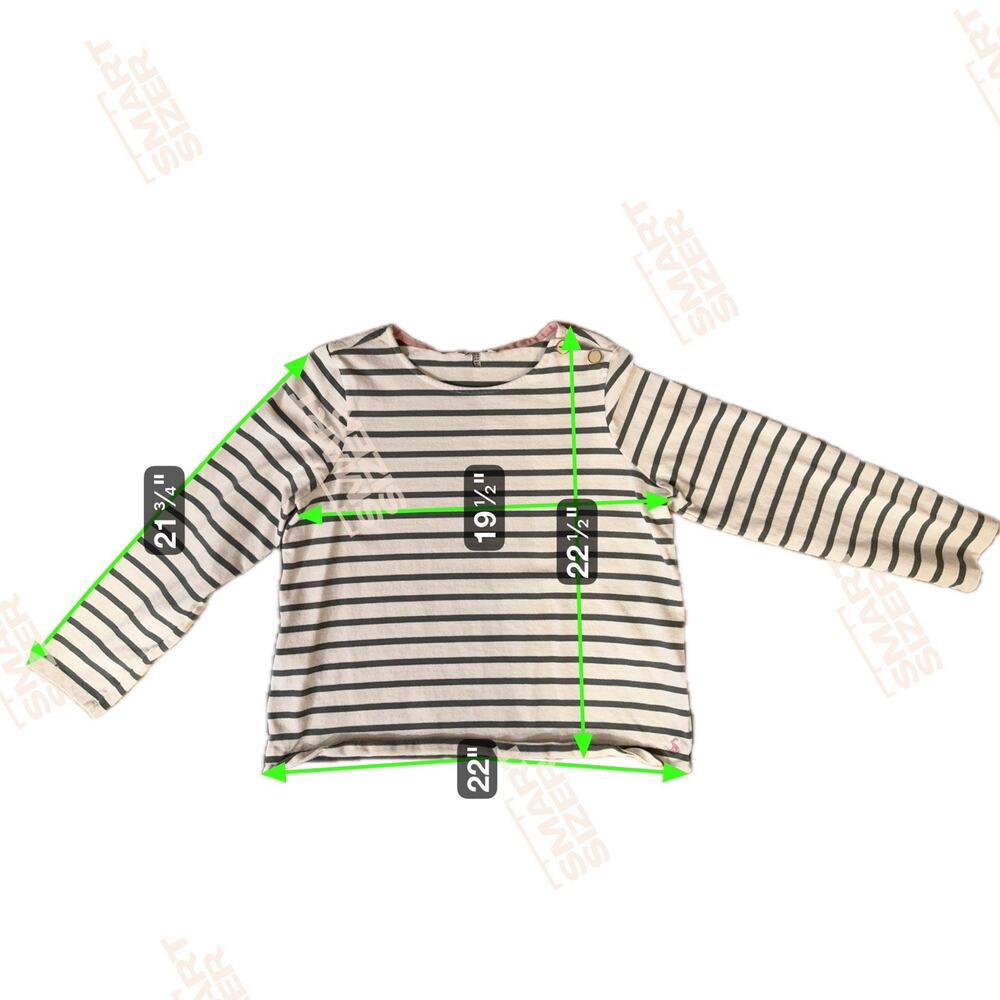 Joules Cream Green Stripe top Shirt Sz US 12 Coastal Old Money Preppy Academia - Picture 4 of 8